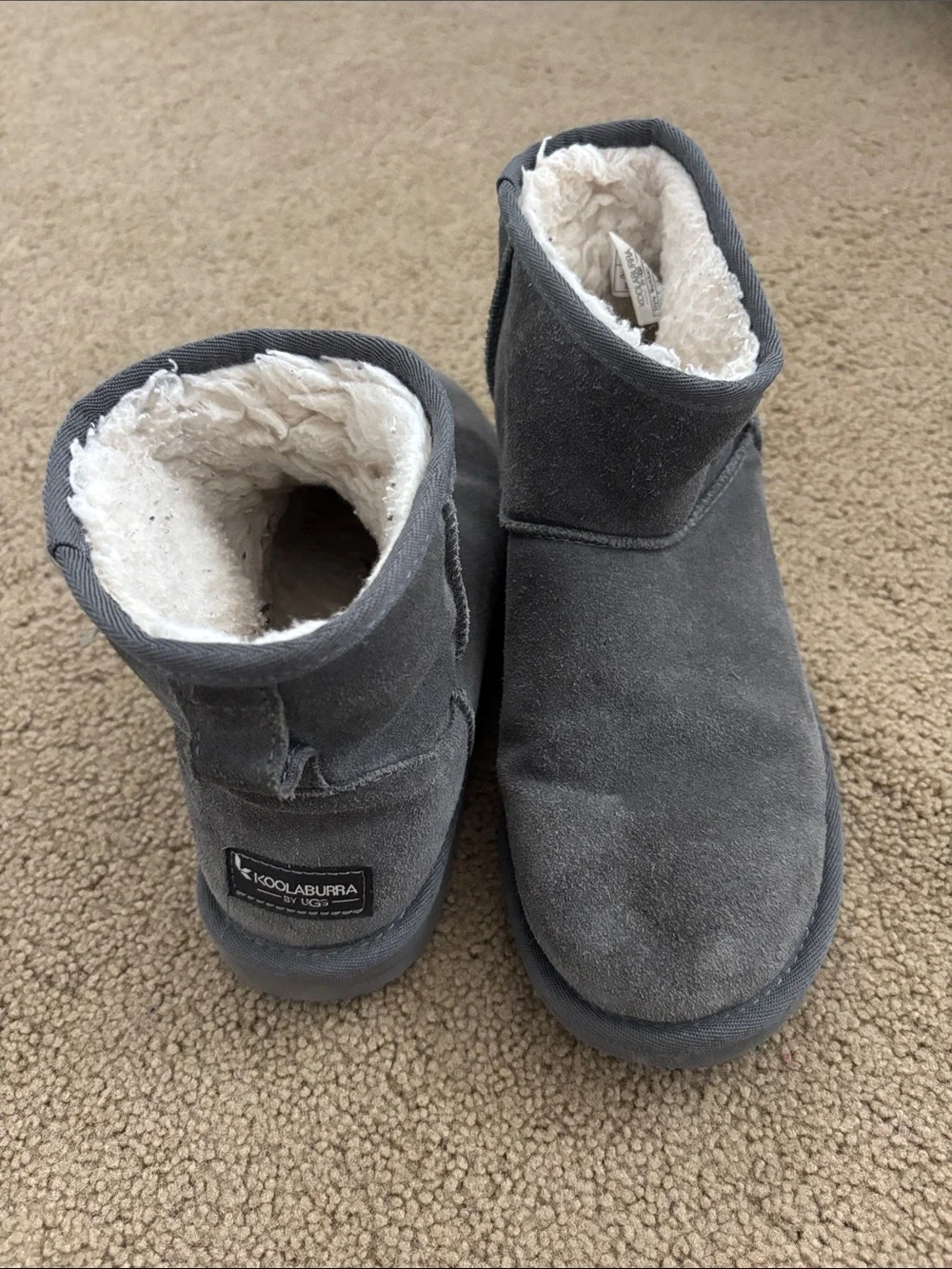 Koolaburra Short Suede Shearling Boots in Charcoal